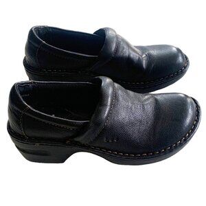 B.O.C. by BORN Black Leather Peggy Clogs Women’s Size 7